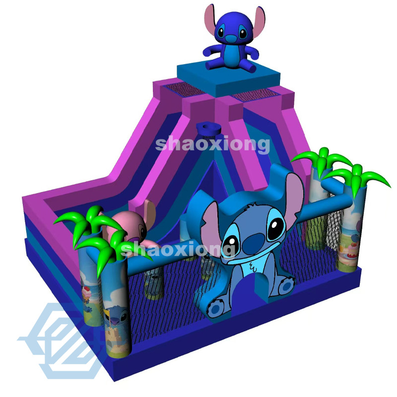 Commercial Inflatable Stitch Theme Bounce House with Slide