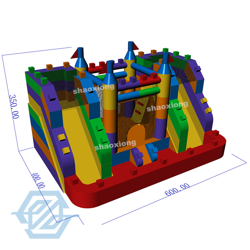 Outdoor Kids Inflatable Block Bounce House Double Slides Combo