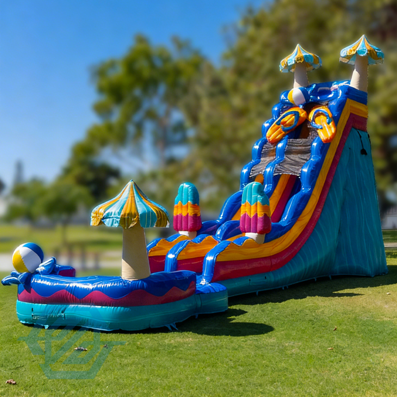  Inflatable Beach Party Large Water slides with Detachable Pool