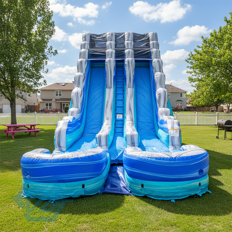  Inflatable Large Double Water Slides Detachable Pool with Blower