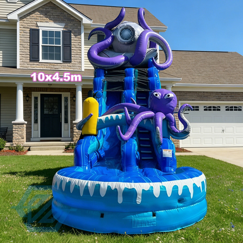  Inflatable Octopus Theme Large Waterslides Detachable Pool