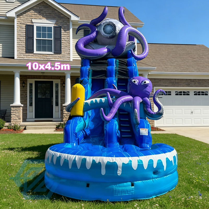  Inflatable Octopus Theme Large Waterslides Detachable Pool