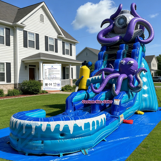  Inflatable Octopus Theme Large Waterslides Detachable Pool