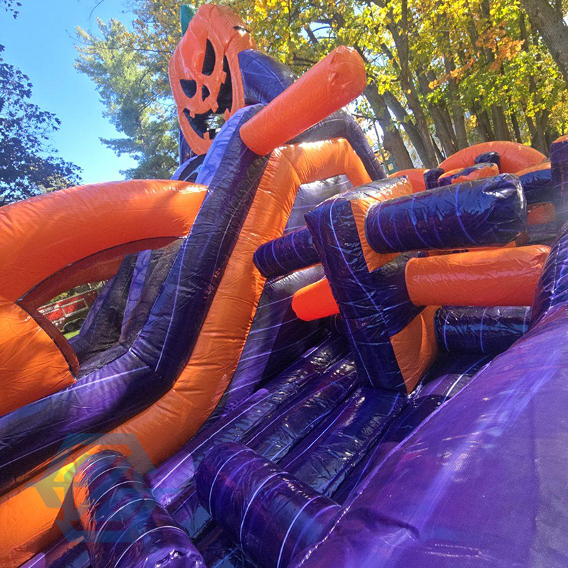 Inflatable Pumpkin Farm Halloween Obstacle Course with Blower 