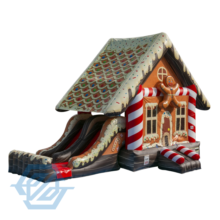 Inflatable Christmas Gingerbread Bounce House Dry Slide Rent