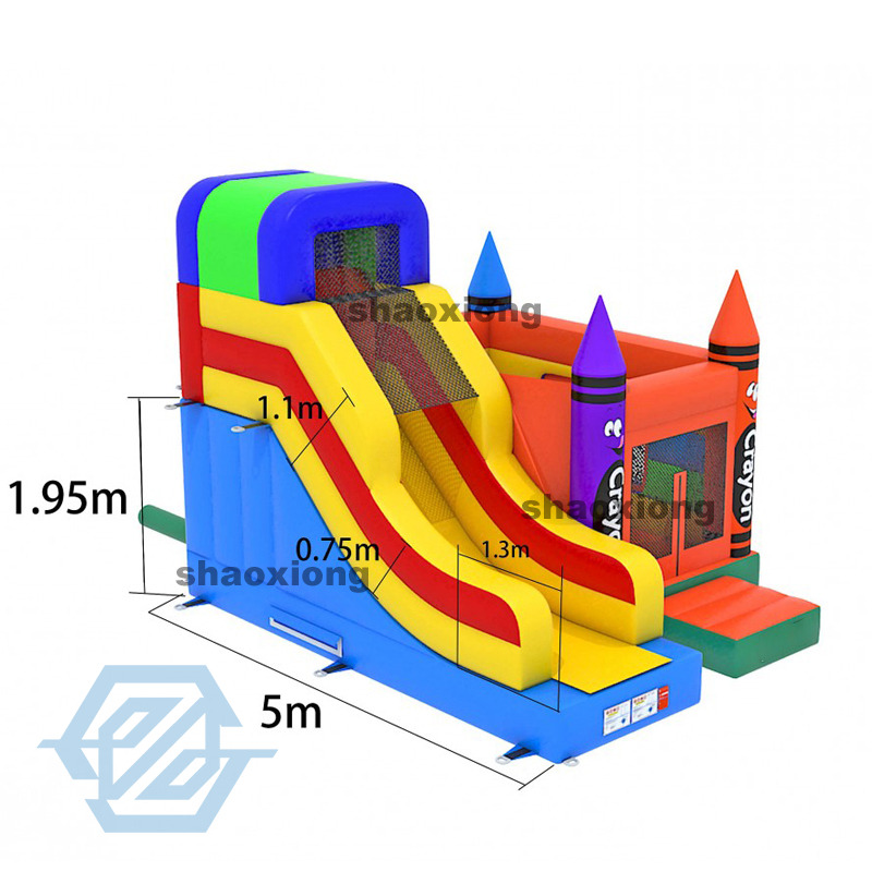 Inflatable Crayon Bounce House with Slide Combo with Blower
