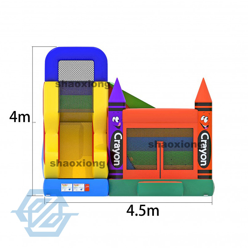 Inflatable Crayon Bounce House with Slide Combo with Blower