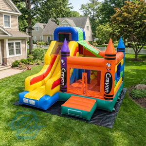 Inflatable Crayon Bounce House with Slide Combo with Blower