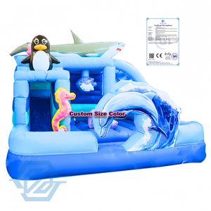 Outdoor Ocean Theme Inflatable Bounce House Slides