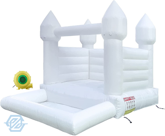 Inflatable White Bouncy Castle with Ball Pit for Wedding Events