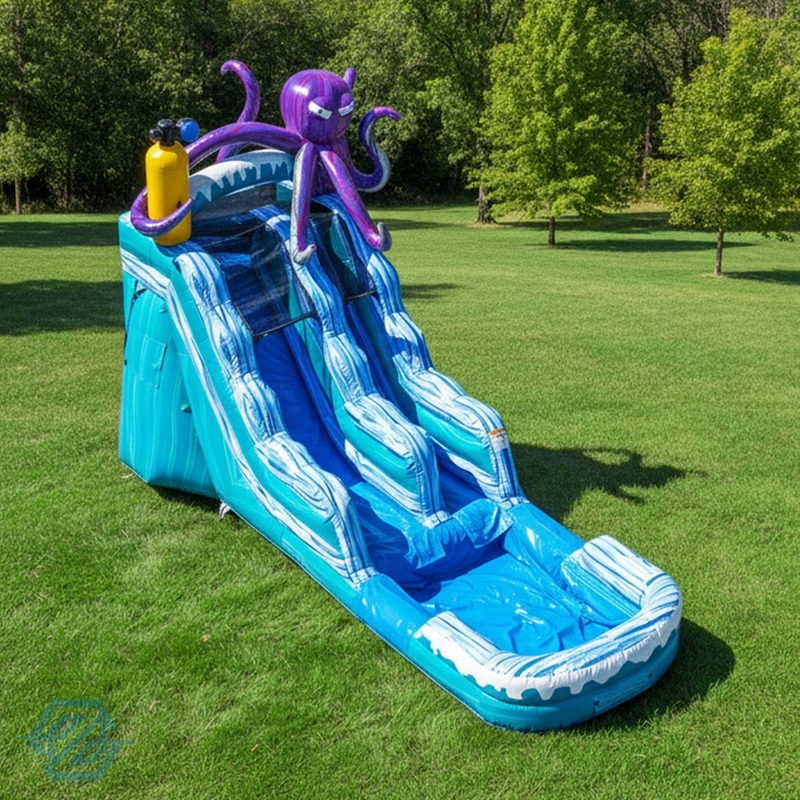  Inflatable Octopus Theme Large Waterslides Detachable Pool