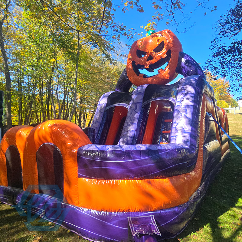 Inflatable Pumpkin Farm Halloween Obstacle Course with Blower 