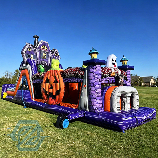 Commercial Inflatable Pumpkin Farm Halloween Obstacle Course