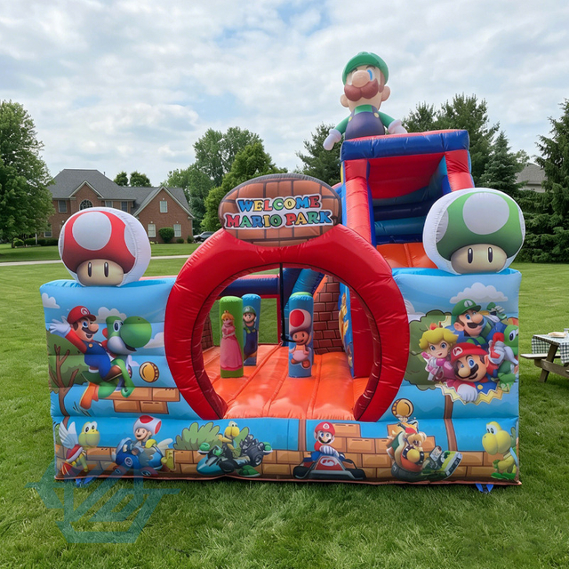 Inflatable Cartoon Theme Bounce House with Slide