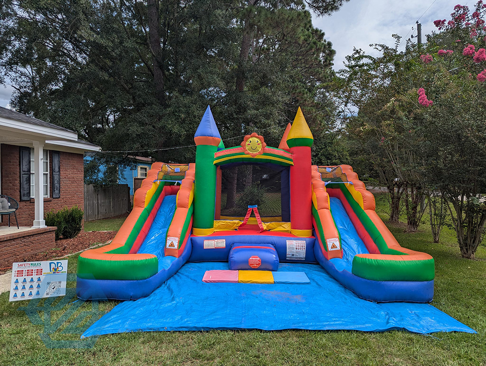 Commercial Inflatable Bouncer House Double slides for Rent