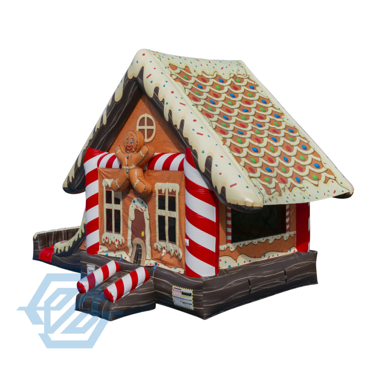 Inflatable Christmas Gingerbread Bounce House Dry Slide Rent