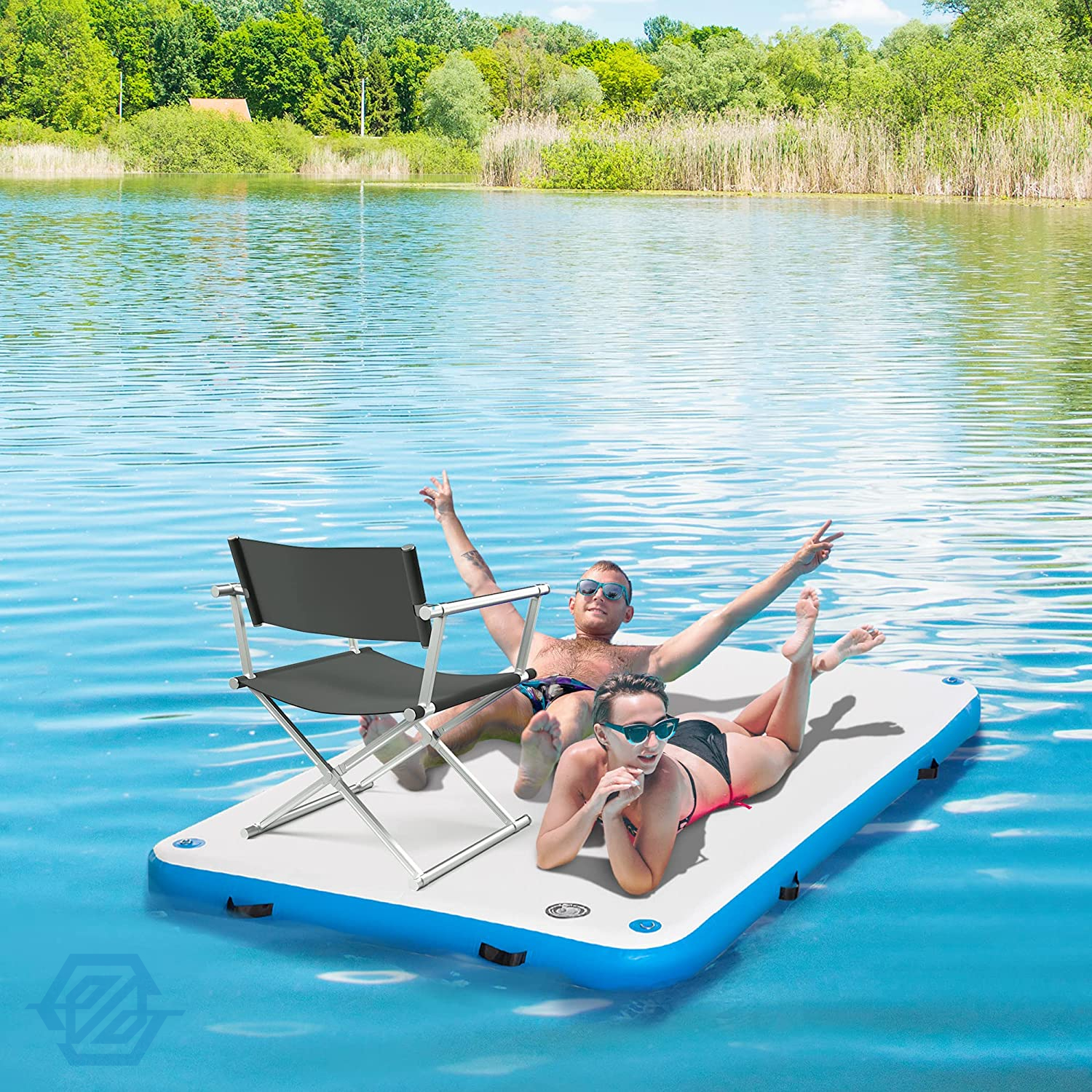 Inflatable Water Platform Floating Island Mats for Yoga Fishing