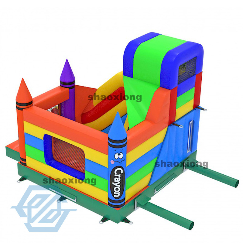 Inflatable Crayon Bounce House with Slide Combo with Blower