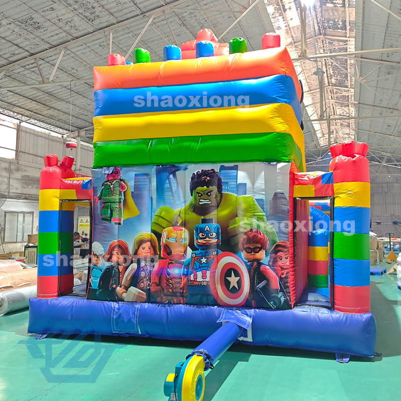 Inflatable LEGO Marvel Theme Bounce House with Slide