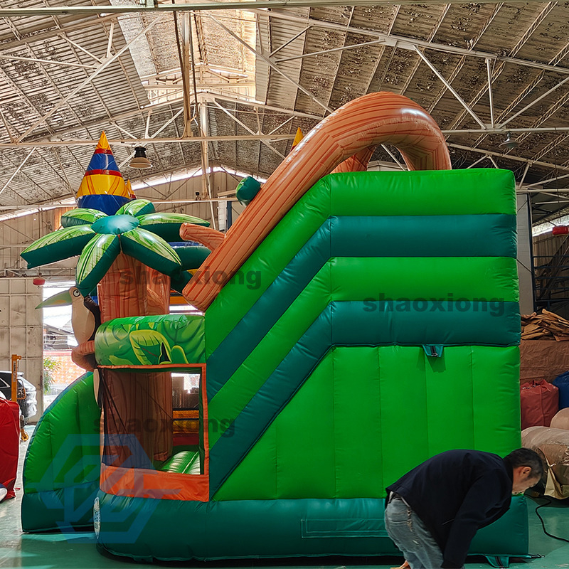 Inflatable Tropical Rainforest Theme Bounce House with Slide