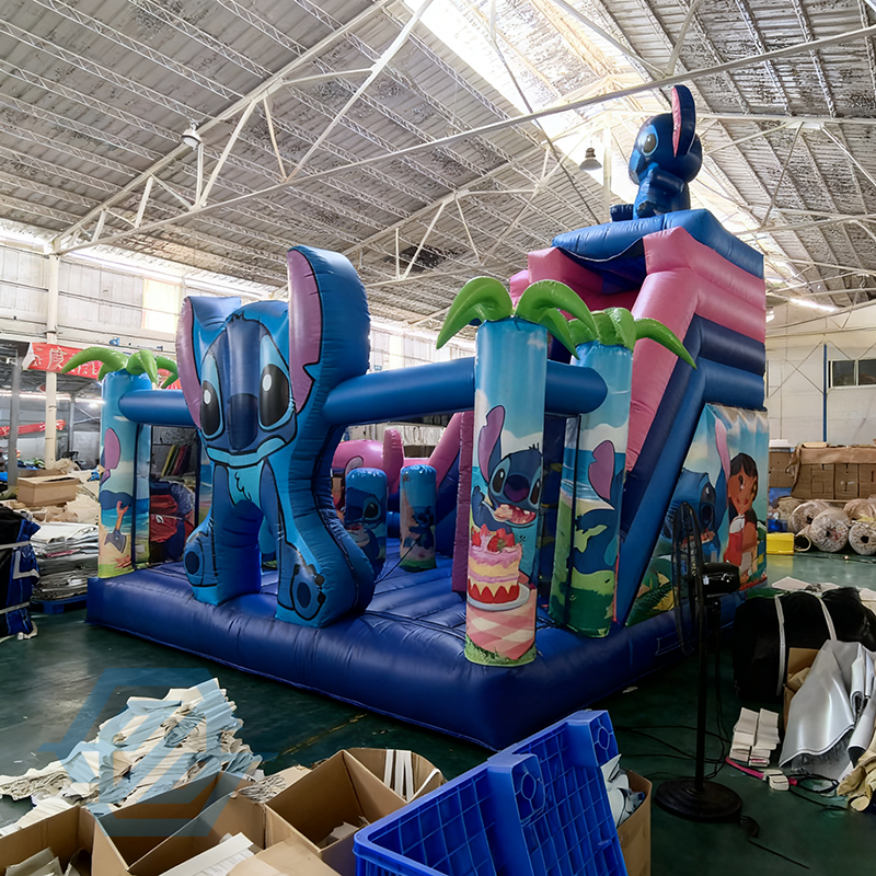 Commercial Inflatable Stitch Theme Bounce House with Slide