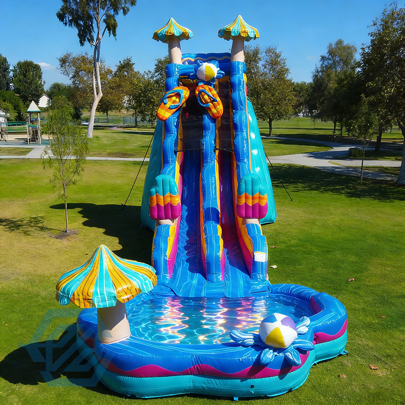  Inflatable Beach Party Large Water slides with Detachable Pool