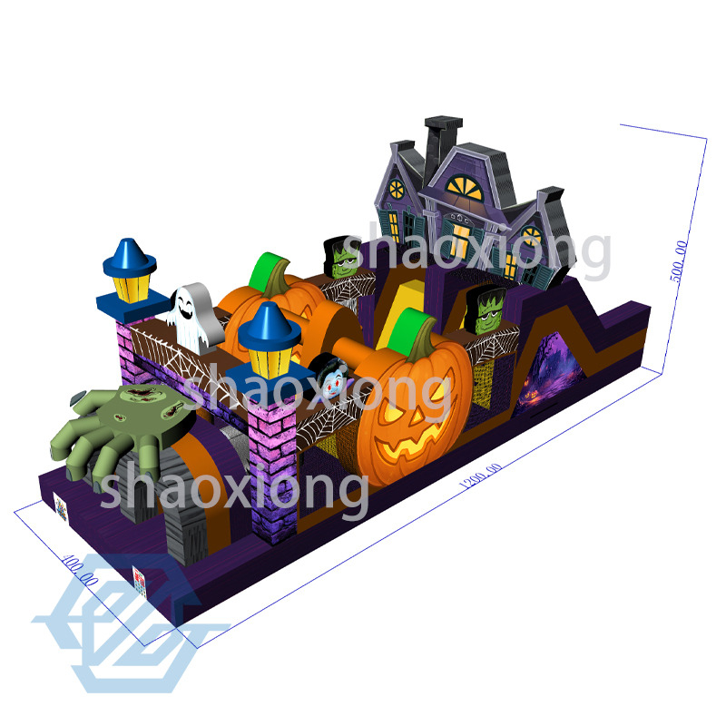 Commercial Inflatable Pumpkin Farm Halloween Obstacle Course