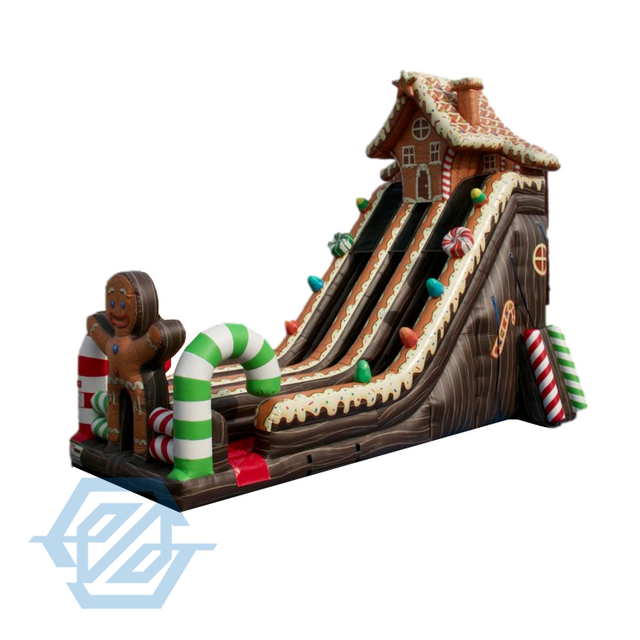 Inflatable Christmas Gingerbread House Bouncer Slide Rent