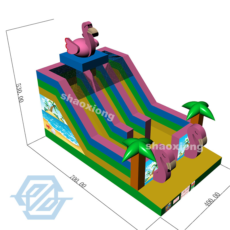 Outdoor Animal Theme Flamingo Inflatable Double Lane Slide for Sale
