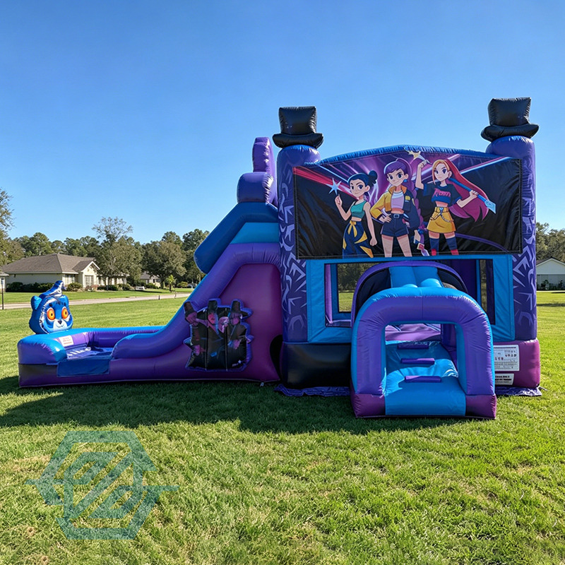 nflatable K-PoP Demon Bounce House with Slide Detachable Pool Combo