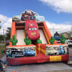 Outdoor Car Theme Inflatable Double Dry Slides