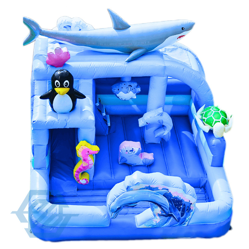 Outdoor Ocean Theme Inflatable Bounce House Slides