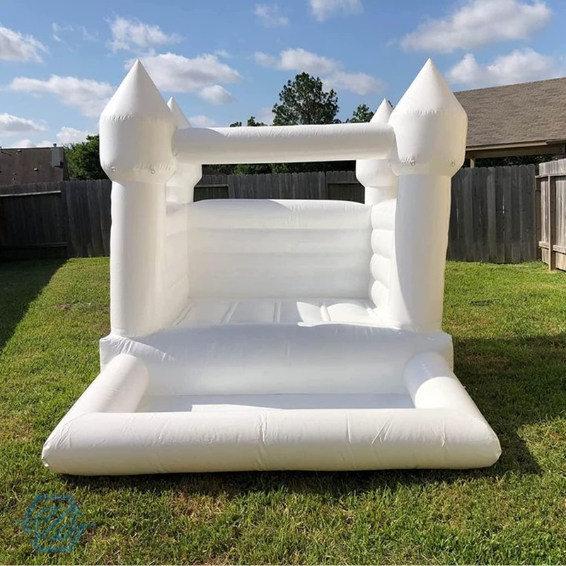 Inflatable White Bouncy Castle with Ball Pit for Wedding Events