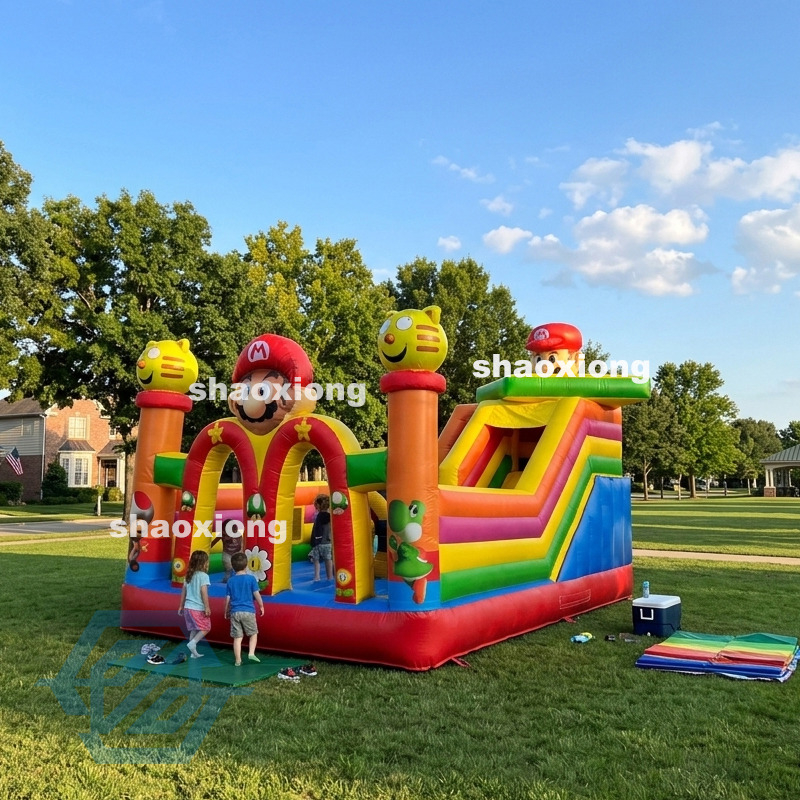 Inflatable Mario Bounce House with Slide Combo