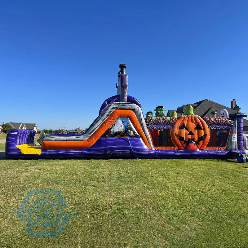 Commercial Inflatable Pumpkin Farm Halloween Obstacle Course