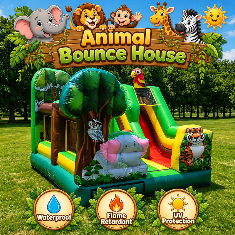 Popular Jungle Animal Designs for bounce house with slide