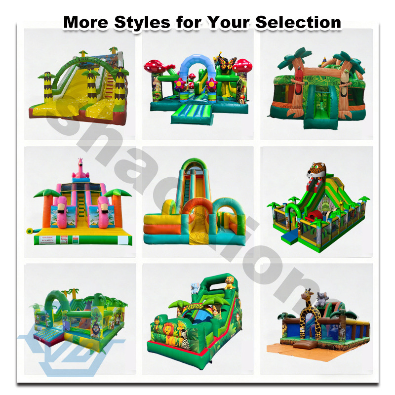 Giant Amusement Park Inflatable Bounce House Slide Safari Obstacle Climb
