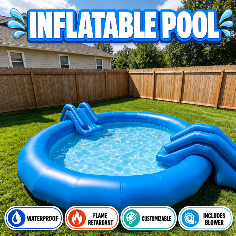 Popular Designs for inflatable pool with double slide