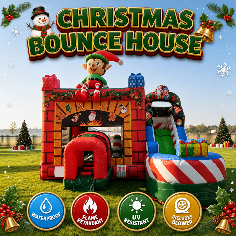 Custom Christmas Bounce Houses with Logos and Branding