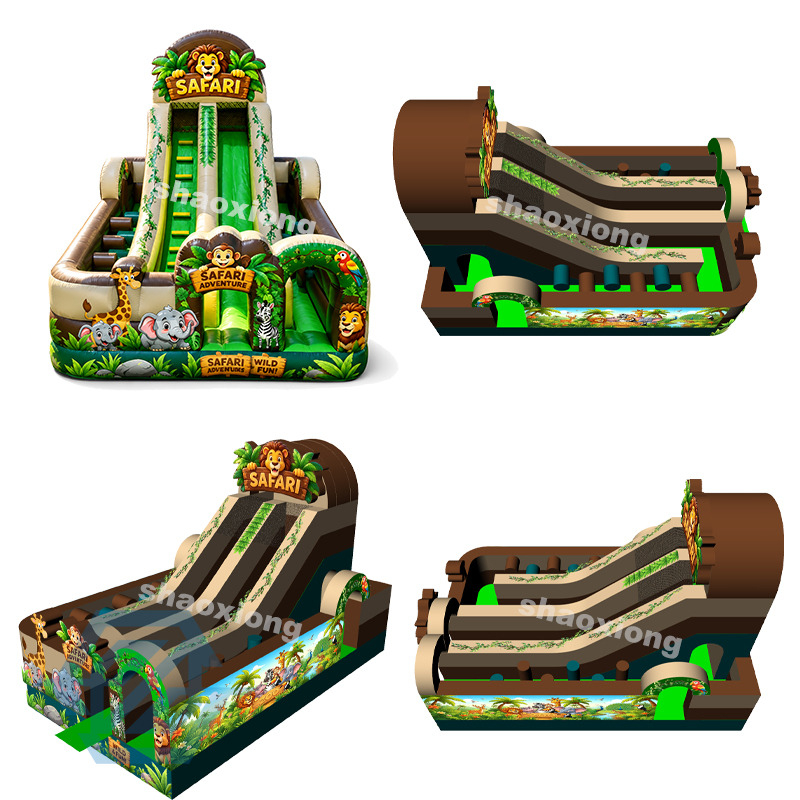 Commercial Animal Theme Inflatable Castle Slide Obstacle Combo with Blower