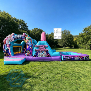 Inflatable K-PoP Demon Hunters Bounce House with Wet Dry Slide and Pool Combo
